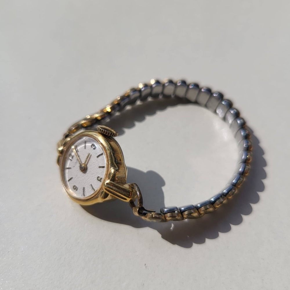 Timex Vintage Cocktail Watch Gold Silver Two Tone Expansion Band Analog